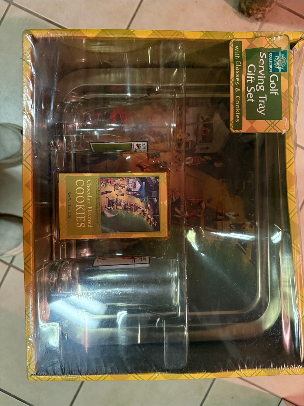 Golf Serving Tray Gift Set with Glasses and Cookies